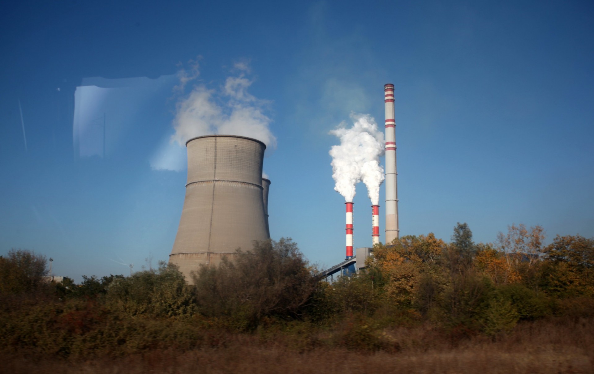 Smoke stacks at the Troyanovo 3 Mine in Bulgaria